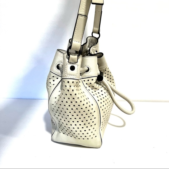 Rag & Bone 'Mini Aston' Perforated Leather Off White Ivory Cut-out Bucket Bag - Picture 7 of 14